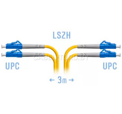 Патчкорд оптический LC/UPC-LC/UPC, SM(9/125), DX, 3м №1 - cabel-torg