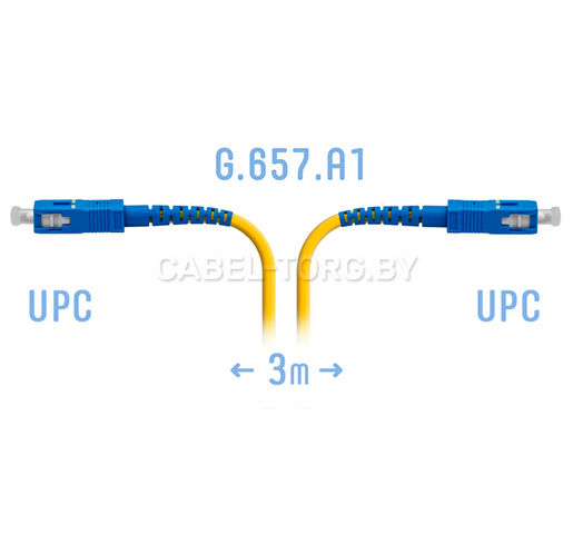 Оптический патчкорд SC/UPC SM G.657.A1-SX- 3.0 LSZH yellow 3m №1 - cabel-torg