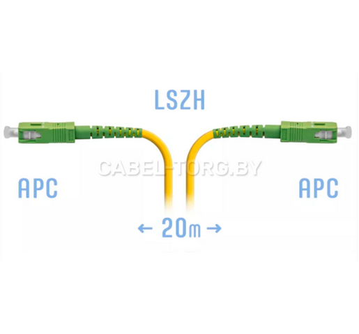 Патчкорд оптический SC/APC-SC/APC, SM(9/125), SX, 20м №1 - cabel-torg