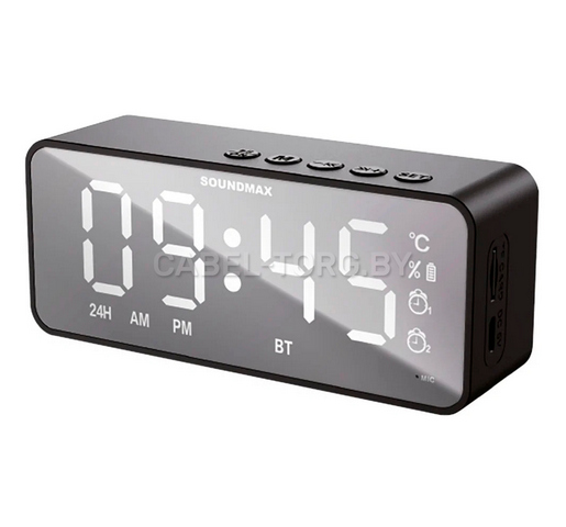 Радиочасы Soundmax SM-1520B (черный с белым) №1 - cabel-torg