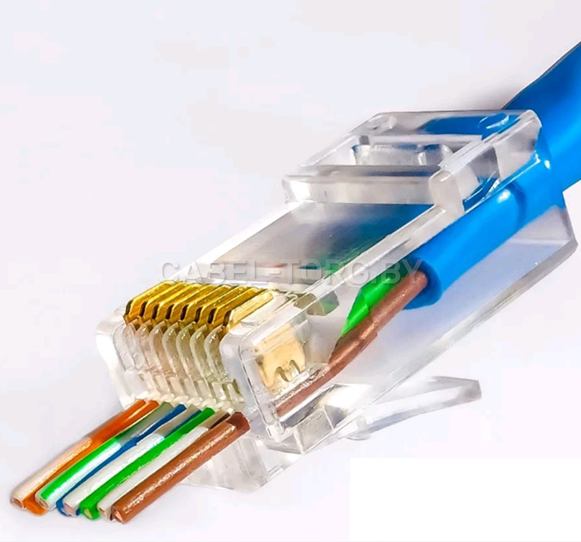 Коннектор RJ-45 (8p8c) cat.5е со сквозным отверстием CabelTorg plug (8p8c) cat.5е неэкранированный №1 - cabel-torg