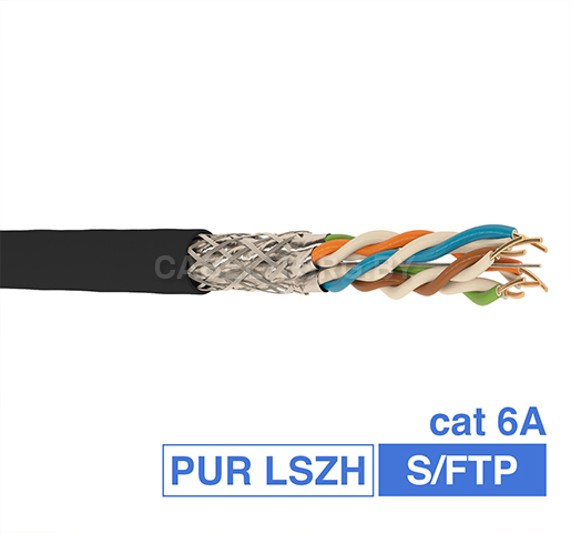 Маслостойкий кабель S/FTP CAT6A TPU-PUR-LSZH 4х2х0,57 CabelTorg Solid Bare Copper RoHS №1 - cabel-torg