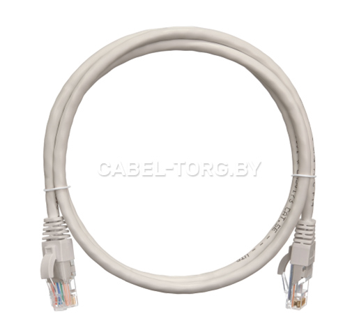 Коммутационный шнур NETLAN U/UTP 4 пары, Кат.5е, LSZH нг(B)-HF, серый, 2м №1 - cabel-torg