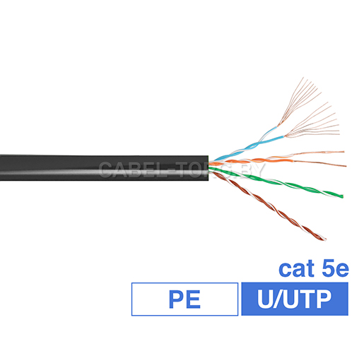 Кабель CabelTorg U/UTP CAT5E 4*2*24AWG PATCH (7*0,16 mm) outdoor black STRANDED Bare Copper RoHS №1 - cabel-torg