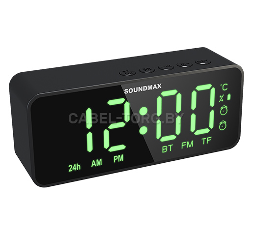 Радиочасы Soundmax SM-1520B (черный с зеленым) №1 - cabel-torg